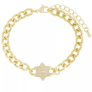 Macy's Star link bracelet, Gold plated with cubic zirconia, NWT